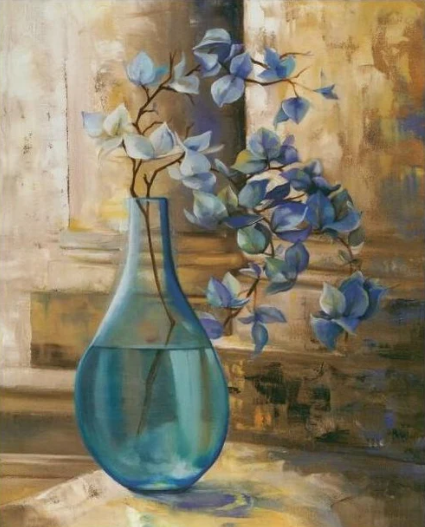 Diamond Painting AB Drill Blå Blommor*