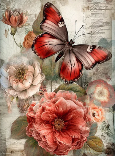 Diamond Painting AB Drill Rose Butterfly*
