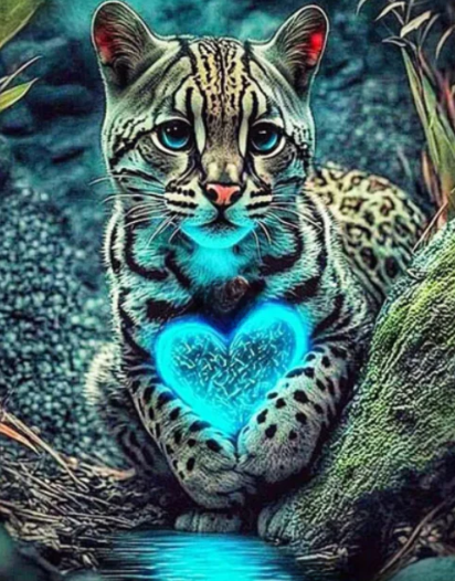 Diamond Painting AB Drill Leopard Med Hjärta*