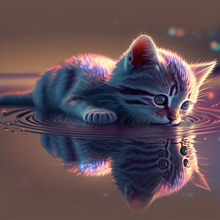 Diamond Painting Kitten Reflektion*