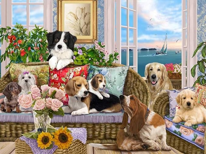 Diamond Painting Hundar På Soffan*