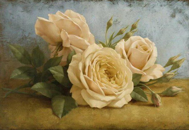 Diamond Painting Gräddvita Rosor*
