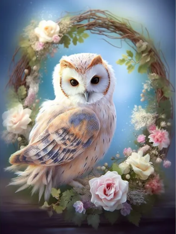 Diamond Painting Uggla Blomsterkrans*