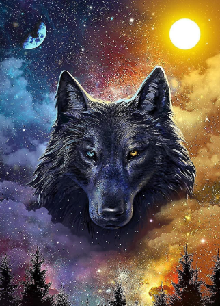 Diamond Painting Wolf Starry NIght*