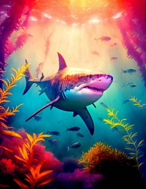 Diamond Painting Shark Color*