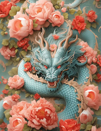 Diamond Painting Dragon And Roses*