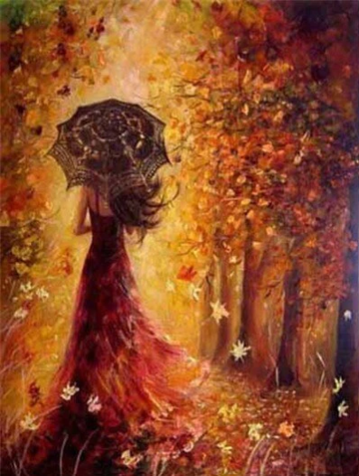 Diamond Painting Kvinna Höstlöv*