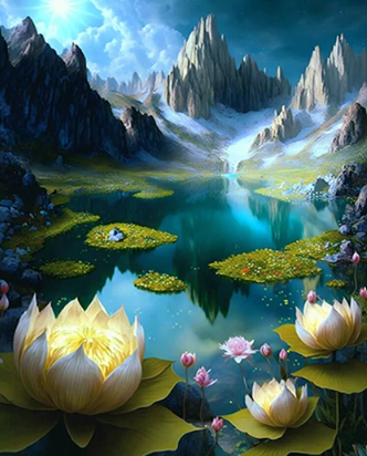 Diamond Painting Lotus Landscape*