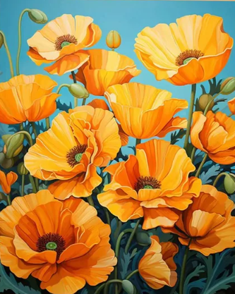 Diamond Painting Gula Vallmoblommor*