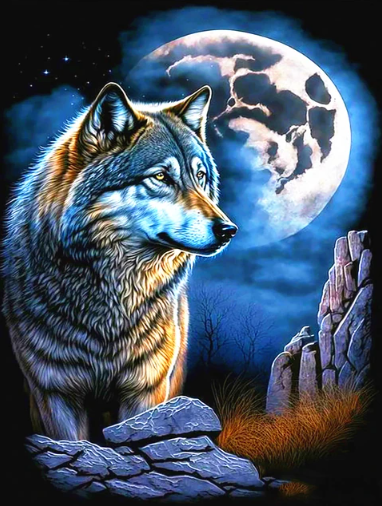 Diamond Painting Wolf Big Moon*