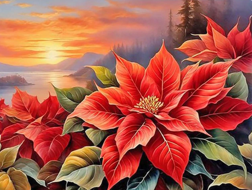 Diamond Painting Röda Blommor*