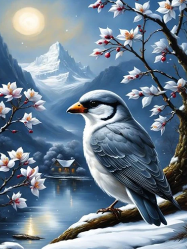 Diamond Painting Bird Winterlandscape*