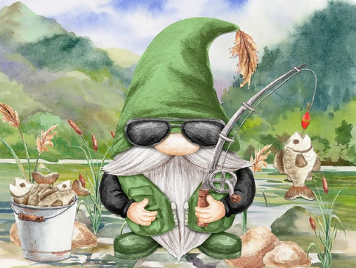 Diamond Painting Fishing Gnome*