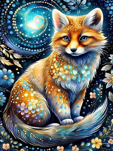 Diamond Painting Fox Flowers*