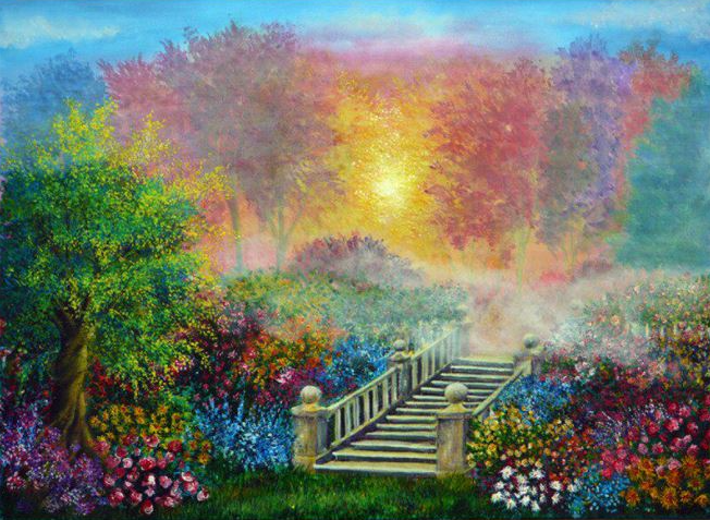 Diamond Painting Flower Bridge Landscape*