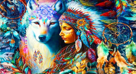 Diamond Painting Wolf And Woman*