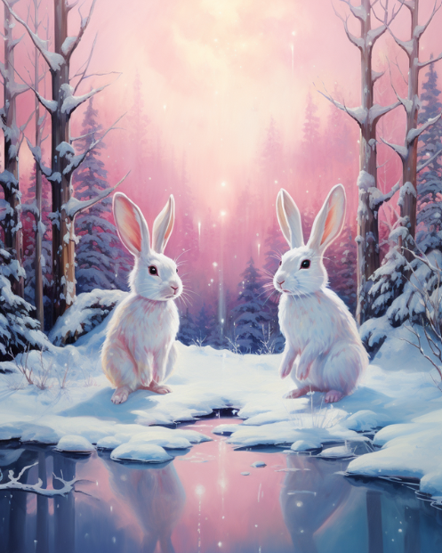 Diamond Painting Winter Rabbits*