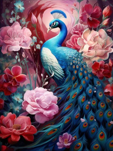 Diamond Painting Peacock And Flowers*