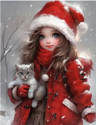 Diamond Painting Girl With Cat*