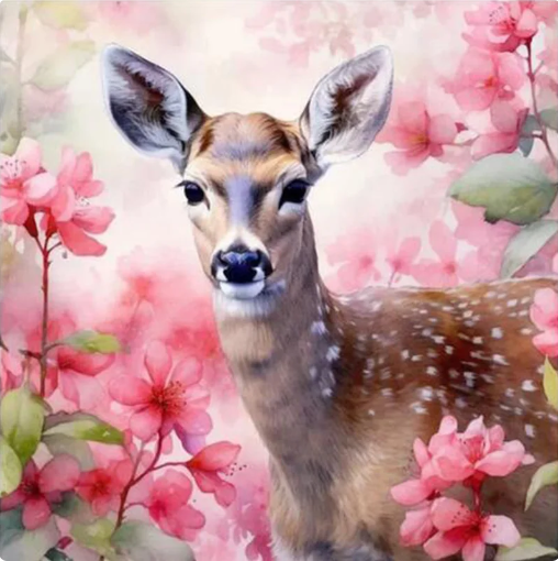 Diamond Painting Deer Flowers*