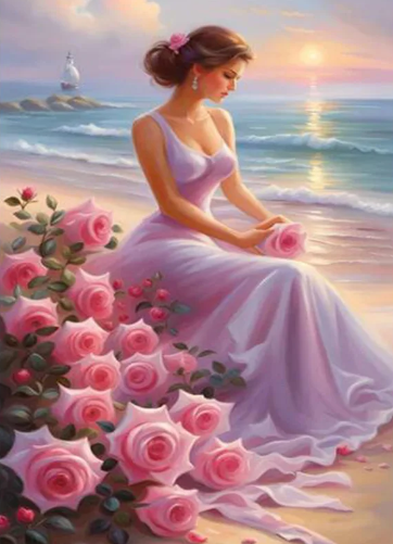 Diamond Painting Kvinna På Stranden*