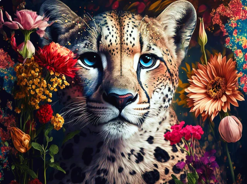 Diamond Painting Leopard Flowers*