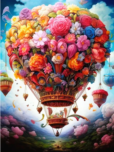 Diamond Painting Luftballong Blommor*