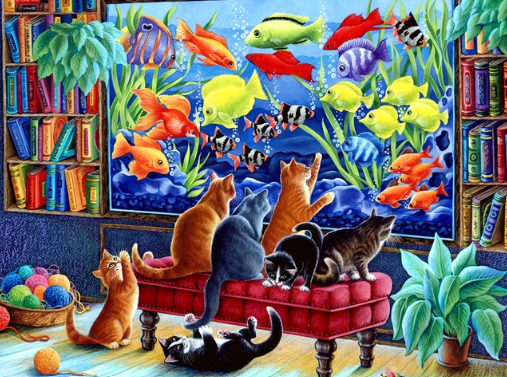 Diamond Painting Katter Akvarium*