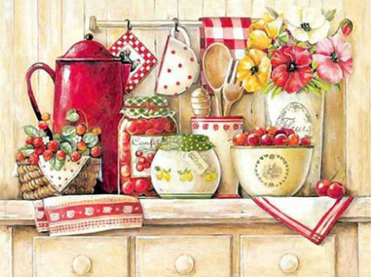 Diamond Painting Kitchen Red Berry*