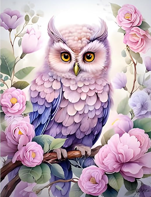 Diamond Painting Uggla Blomsterträd*