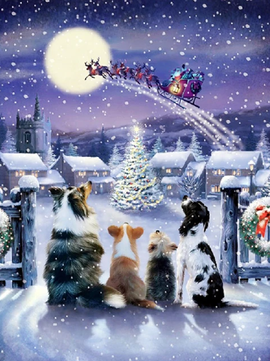Diamond Painting Dogs Christmasevening*
