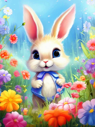 Diamond Painting Rabbit Flowers*