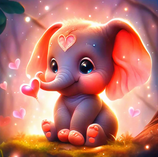 Diamond Painting Elefant Hjärtan*
