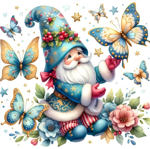 Diamond Painting Gnome Butterflies*