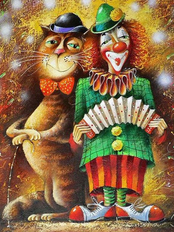 Diamond Painting Clown Med Katt*