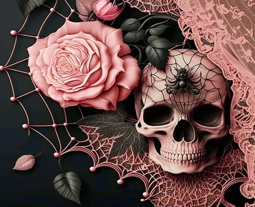 Diamond Painting Pink Skull*