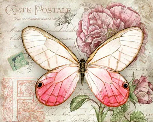 Diamond Painting AB Drills Butterfly Vintage Pink*