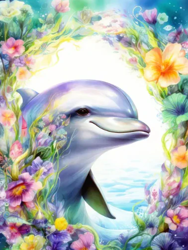 Diamond Painting AB Dolphin Flowers*