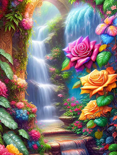 Diamond Painting AB Flower Waterfall*