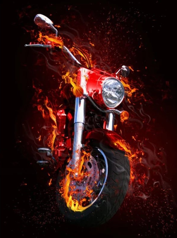 Diamond Painting Burning Bike*