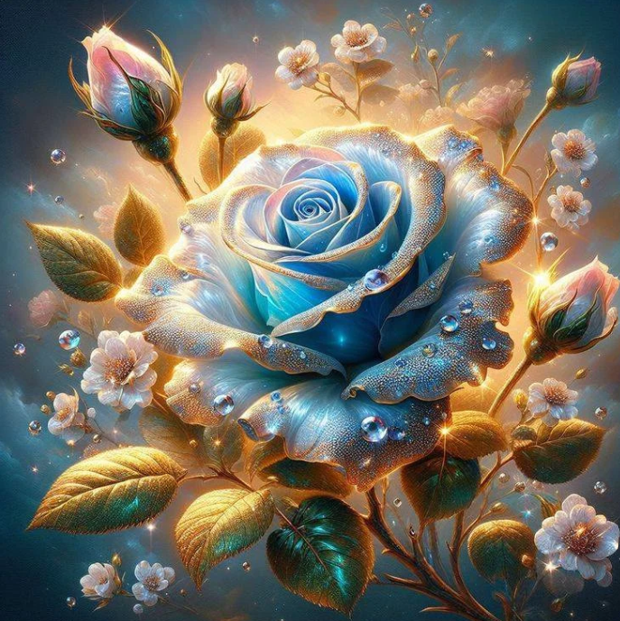 Diamond Painting Blue Rose*