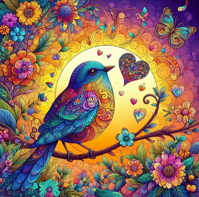 Diamond Painting Bird And Flowers*