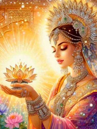 Diamond Painting Fairy Dust Drill Woman With Lotus