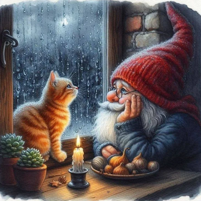 Diamond Painting Katt Och Tomte*