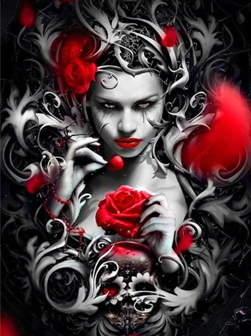 Diamond Painting Skull Rose Beauty*