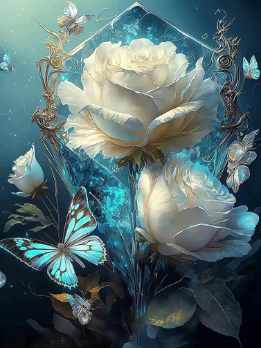 Diamond Painting Rose And Butterfly*