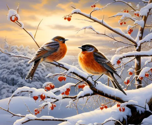 Diamond Painting Birds Wintertree*