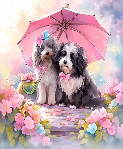 Diamond Painting Dogs Umbrella*