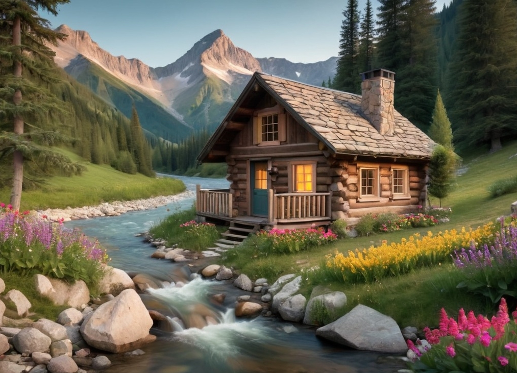 Diamond Painting Cabin River*