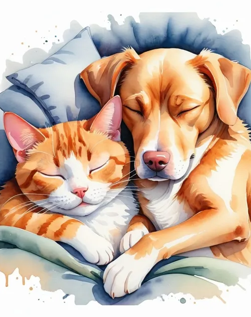 Diamond Painting Sleeping Cat And Dog*